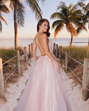 Beautiful evening dress long pink Prom dresses with lace