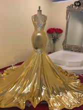 Beautiful Gold Beading V-neck Sleeveless Floor-length Mermaid Prom Dresses