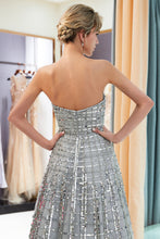 Beautiful Long A-line Strapless Glitter Evening Dresses