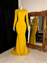 Beautiful Long Sleeves Backless High Neck Mermaid Prom Dress