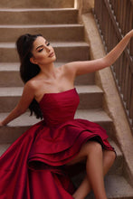 Beautiful Red A-line Sleeveless Ruffles Prom Dress With Train