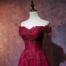 Beautiful Wine Red Tulle Sweetheart Long Prom Dress A-line Party Dress