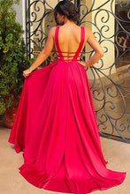 A-line Off-the-shoulder Open Back V-Neck Prom Dress