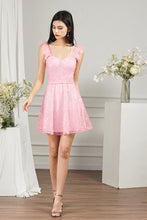 Pink Short A-line Sweetheart Tulle Beading Formal Prom Dresses