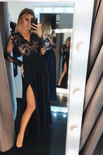 Black Floral Lace Long Sleeves Evening Maxi Dress
