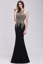 Black Lace Appliques Mermaid Prom Dresses