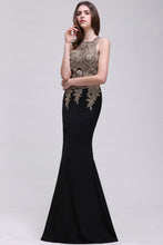 Black Lace Appliques Mermaid Prom Dresses