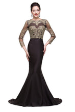 Black Mermaid Sweep-length Crew Formal Dresses