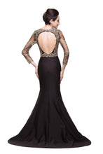 Black Mermaid Sweep-length Crew Formal Dresses