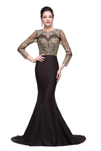 Black Mermaid Sweep-length Crew Formal Dresses