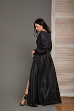 Glitter Puffy Sleeve Prom Dresses for Women Long with Slit Evening Formal Party Gown SYP01