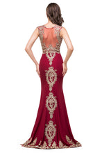 Burgundy Crew Sweep-length Mermaid Formal Dresses