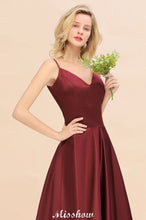 Burgundy Evening Maxi Dress Charming V-Neck Backless Wedding Party Dress