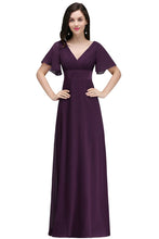 Burgundy Floor-length A-line Chiffon Prom Dress