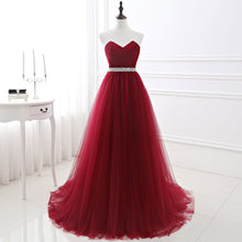 Burgundy Tulle A-line Sweetheart Prom Dress
