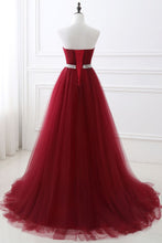 Burgundy Tulle A-line Sweetheart Prom Dress