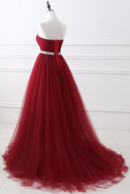 Burgundy Tulle A-line Sweetheart Prom Dress