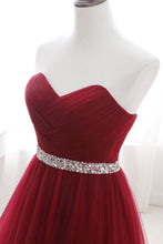 Burgundy Tulle A-line Sweetheart Prom Dress