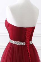 Burgundy Tulle A-line Sweetheart Prom Dress