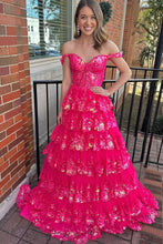 Leona |Princess Off the Shoulder Sequined Lace Prom Dress
