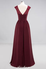 Cap Sleeves Aline Evening Maxi Dress Chiffon Tulle Wedding Party Dress