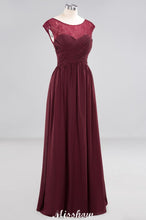 Cap Sleeves Aline Evening Maxi Dress Chiffon Tulle Wedding Party Dress