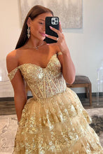 Leona |Princess Off the Shoulder Sequined Lace Prom Dress