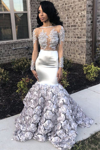 Regal Long Sleeves Prom Dress with Intricate Applique Details