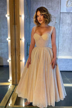 Glitter A-line Sweetheart Tulle Prom Dress with Straps