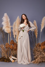 Glitter Puffy Sleeve Prom Dresses for Women Long with Slit Evening Formal Party Gown SYP01