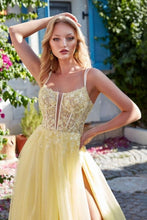 Charming A-Line Tulle Lace Spaghetti Straps Sleeveless Prom Dresses With Split Front