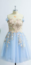 Charming Light Blue Sweetheart Homecoming Dress with Appliques PD410