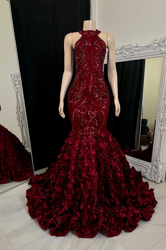 Charming Long Mermaid Sleeveless High Collar Prom Dress