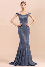 Charming Off-the-Shoulder Bright Silk Mermaid Evening Maxi Gown Floor Length Slim Prom Party Dress