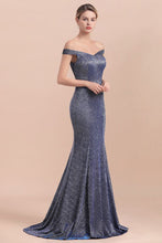 Charming Off-the-Shoulder Bright Silk Mermaid Evening Maxi Gown Floor Length Slim Prom Party Dress