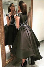 Chic Modern Sparking Beading High Low Black Organza Homecoming Dress PG178