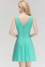 Classic V-Neck Floral Mini Cocktail Dress Sleeveless Chiffon Knee Length Homecoming Dress