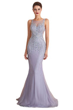 Crew Neck Sleeveless Beading Mermaid Prom Dress Evening Maxi Gown