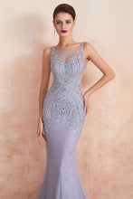 Crew Neck Sleeveless Beading Mermaid Prom Dress Evening Maxi Gown