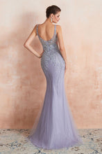 Crew Neck Sleeveless Beading Mermaid Prom Dress Evening Maxi Gown