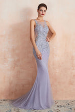 Crew Neck Sleeveless Beading Mermaid Prom Dress Evening Maxi Gown