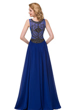 Crew Sweep-length A-line Chiffon Sequins Formal Dresses
