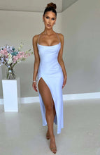 Satin Maxi Dress Cross Over Straps with A Self Tie Fastening SYP178