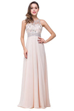 Crystal A-line Jewel Chiffon Prom Dress