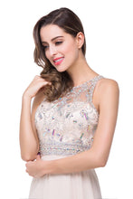 Crystal A-line Jewel Chiffon Prom Dress