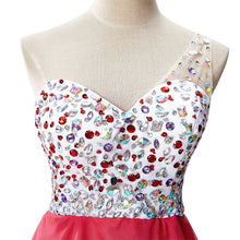 Crystal A-line One Shoulder Chiffon Party Dress