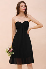 Cute Black knee length Bridesmaid Dress Sweetheart homecoming Dress for Girls