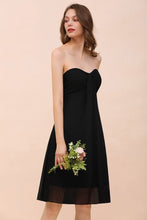 Cute Black knee length Bridesmaid Dress Sweetheart homecoming Dress for Girls