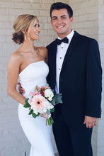 White Mermaid Strapless Simple Wedding Dresses, Summer Wedding Dresses, MW519