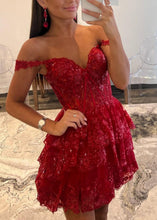 A-Line Sweetheart Tiered Short Homecoming Dress